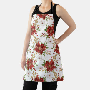 Tablier Motif floral de Poinsettia d'hiver élégant