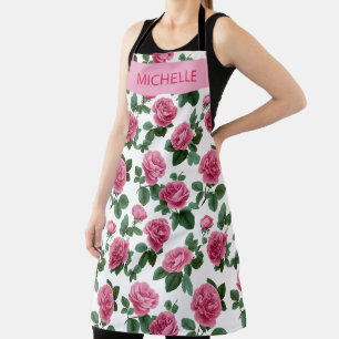 Tablier Motif floral de rose rose personnalisé