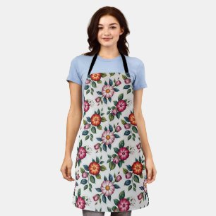 Tablier Motif floral élégant avec roses et marguerites