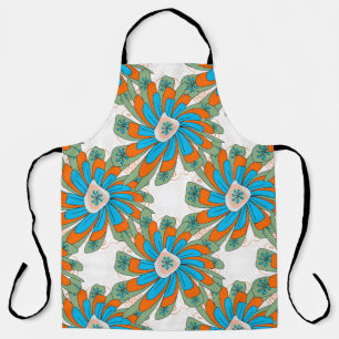 Tablier Motif floral en crépis avec fleurs abstraites. s
