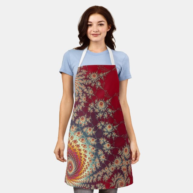 Tablier Motif floral en spirale (Porté)
