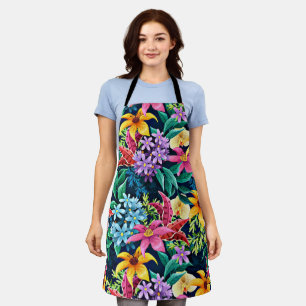 Tablier Motif floral exotique peint à la main-23001