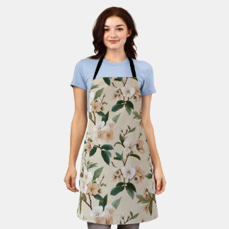 Tablier Motif floral ivoire à fleur de pêcher tendre