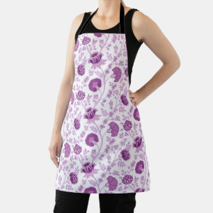 Tablier Motif floral jacobéen rose sur blanc