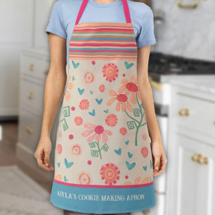 Tablier Motif floral mou Cuisine personnalisée Bande rose