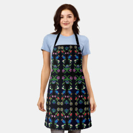 Tablier Motif floral ojibwe noir