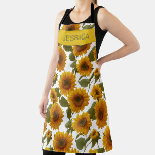 Tablier Motif floral personnalisé de tournesol en fleurs