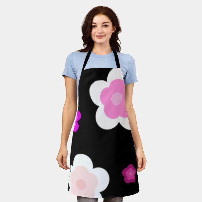 Tablier Motif floral pourpre dégradé printanier moderne (Porté)