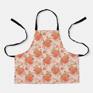 Tablier motif floral rose orange rose mariage printemps