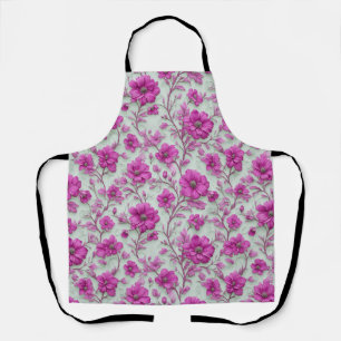 Tablier Motif floral rose vibrant avec fleurs magenta