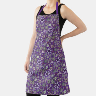 Tablier Motif floral rose violet pastel rétro sans couture