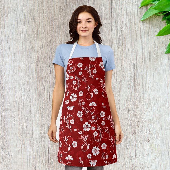 Tablier Motif floral rouge et blanc (Créateur téléchargé)