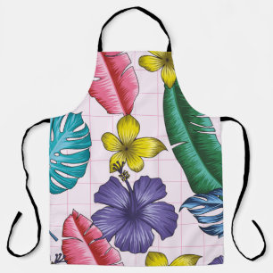 Tablier Motif floral sans couture avec feuilles. dos tropi