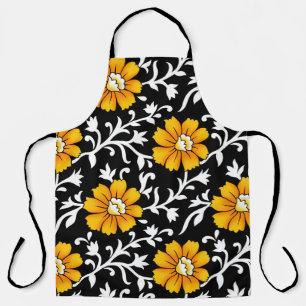 Tablier Motif floral sans soudure avec fond noir, b