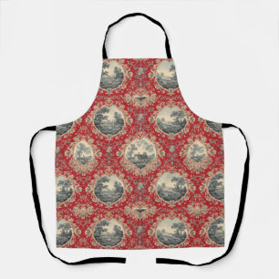 Tablier Motif floral toile française de ferme rustique vin