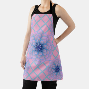 Tablier Motif floral violet bleu pastel esthétique sans co
