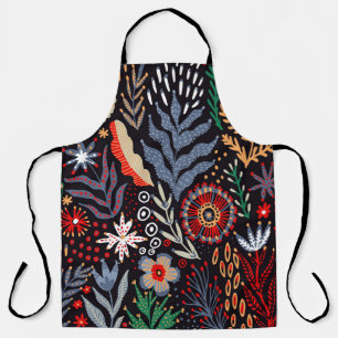 Tablier Motif folklorique, design textile transparent avec