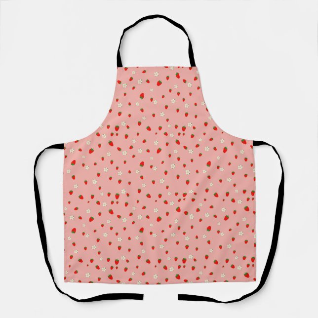 Tablier Motif Fraises et Fleurs (Recto)