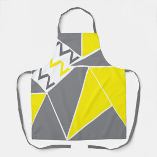 Tablier Motif géométrique à rayures chevron gris jaune