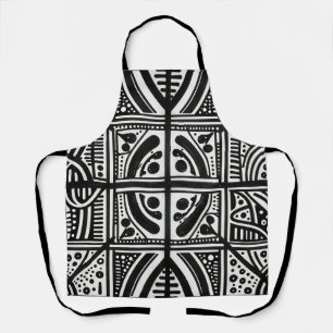 Tablier Motif géométrique abstrait noir et blanc