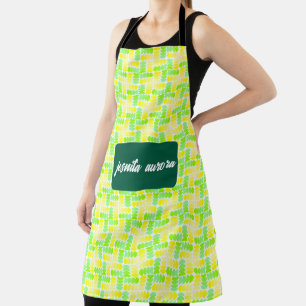 Tablier Motif géométrique croisé jaune et vert vibrant