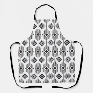 Tablier Motif géométrique ikat ethnique noir et blanc
