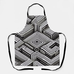 Tablier Motif géométrique monochrome abstrait moderne et a