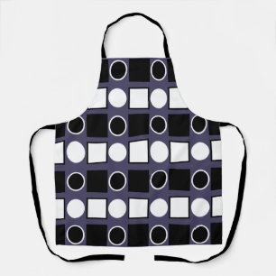 Tablier Motif géométrique noir blanc violet