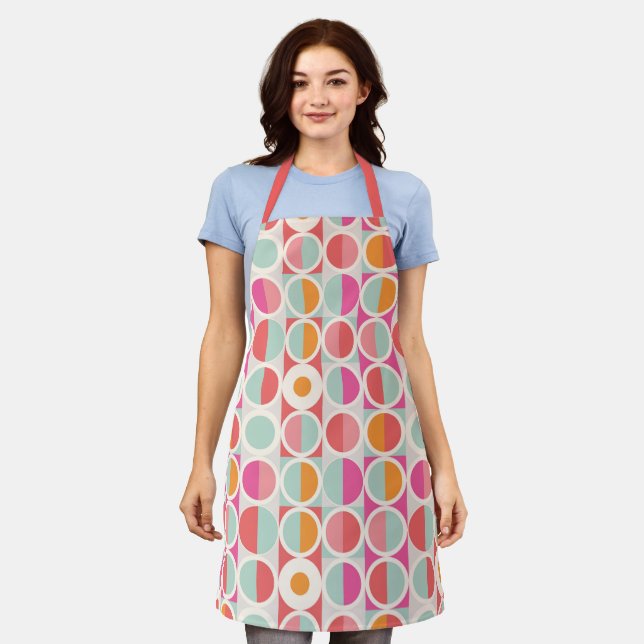 Tablier Motif géométrique rose orange (Porté)