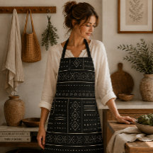 Motif géométrique tribal ivoire noir | Moderne Boh