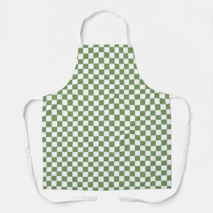 Tablier Motif Gingham Damier Vert Blanc