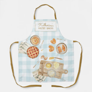 Tablier Motif Gingham Pâtisseries Aquarelle Boulangerie Pâ