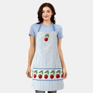 Tablier Motif graphique des cerises rouges sur les bandes 