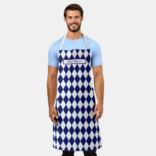 Tablier Motif Harlequin DIY Couleurs Navy Blanc SV
