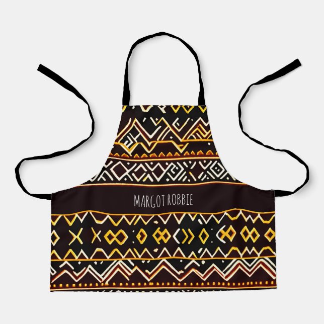 Tablier Motif Isométrique Jaune Tribal Edging (Recto)