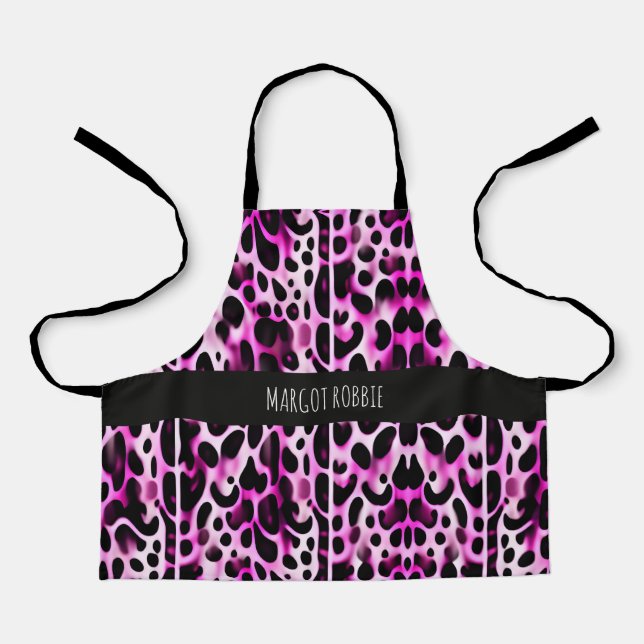 Tablier Motif Isométrique vertical Leopard rose 3D (Recto)
