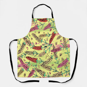 Tablier motif jaune, rose et rouge