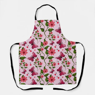 Tablier Motif joli papillon Cerise, Fruit Kawaii brillant