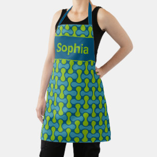 Tablier Motif Lien Rétro Moderne en Bleu et Vert