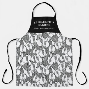 Tablier Motif Lily Lys De Paix Blanc Et Noir Personnalisé