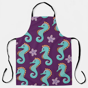 Tablier motif marin enfantin sans soudure avec hippocampes