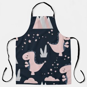 Tablier Motif mignon et transparent avec dinosaures roses