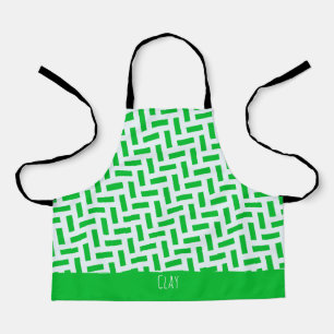 Tablier Motif minimal blanc blanc vert dorsal
