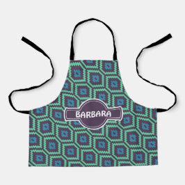 Tablier Motif minimal bleu vert africain