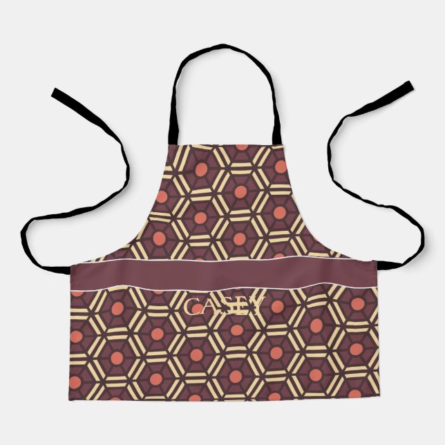 Tablier Motif minimal Brown orange Hexagon (Recto)