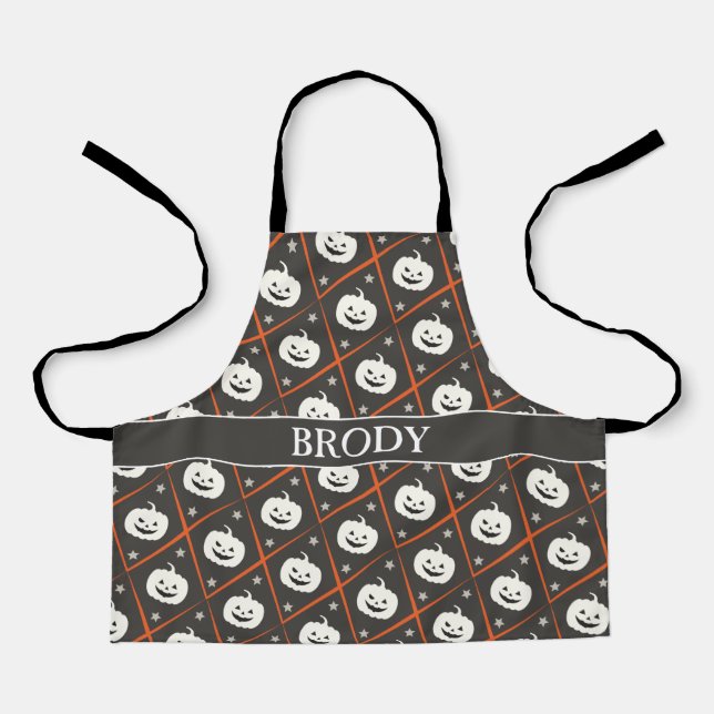 Tablier Motif minimal d'orange noire d'Halloween (Recto)