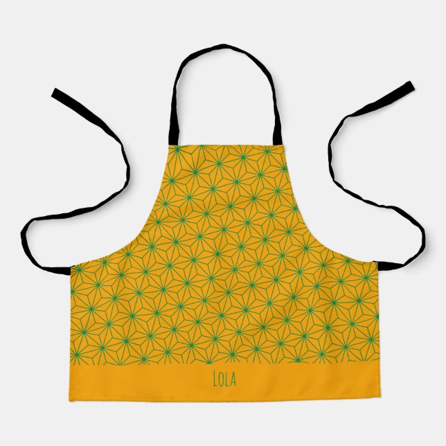 Tablier Motif minimal jaune vert japonais (Recto)