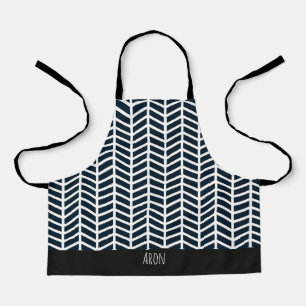 Tablier Motif minimal noir blanc noir