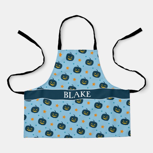Tablier Motif minimal noir bleu Halloween (Recto)