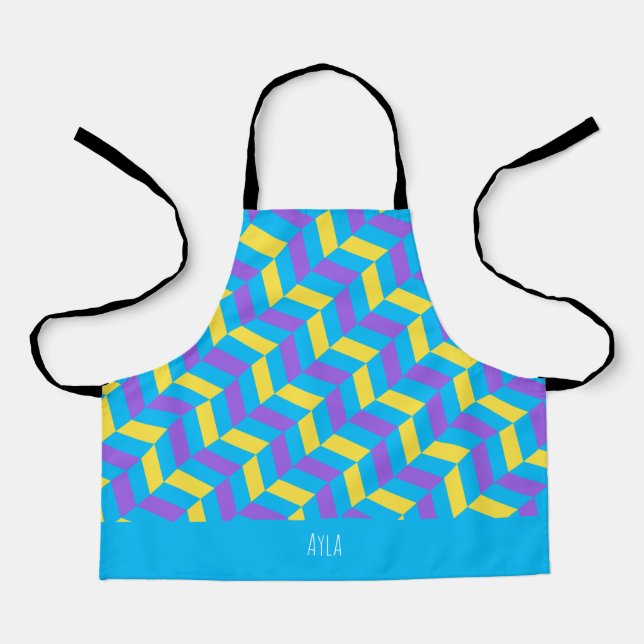 Tablier Motif minimal pour violet jaune en sonnerie (Recto)
